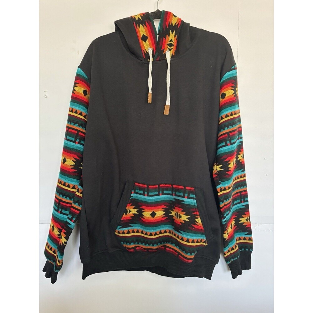 Southwestern Cotton Colorful fleece Sweatshirt Sz large Native Treasures Hoodie
